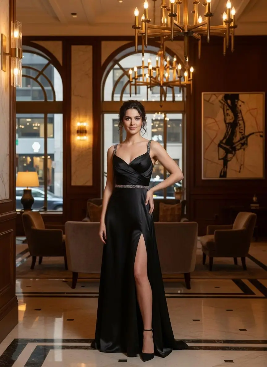 Sophisticated woman in Manhattan hotel